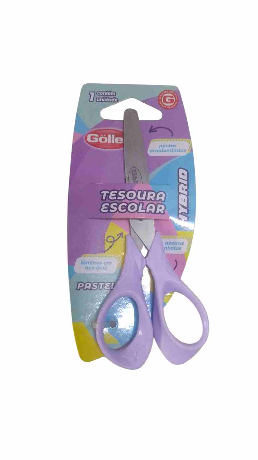 TESOURA ESCOLAR GOLLER PASTEL